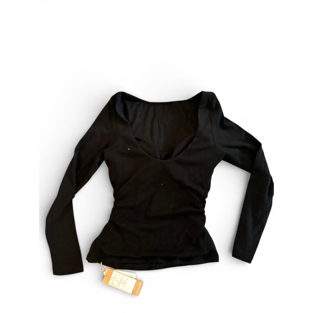 OGL Move LiteWarm Open Back Brami Top NWT | EcoMousse Boatneck Ruched Balletcore - Picture 2 of 4
